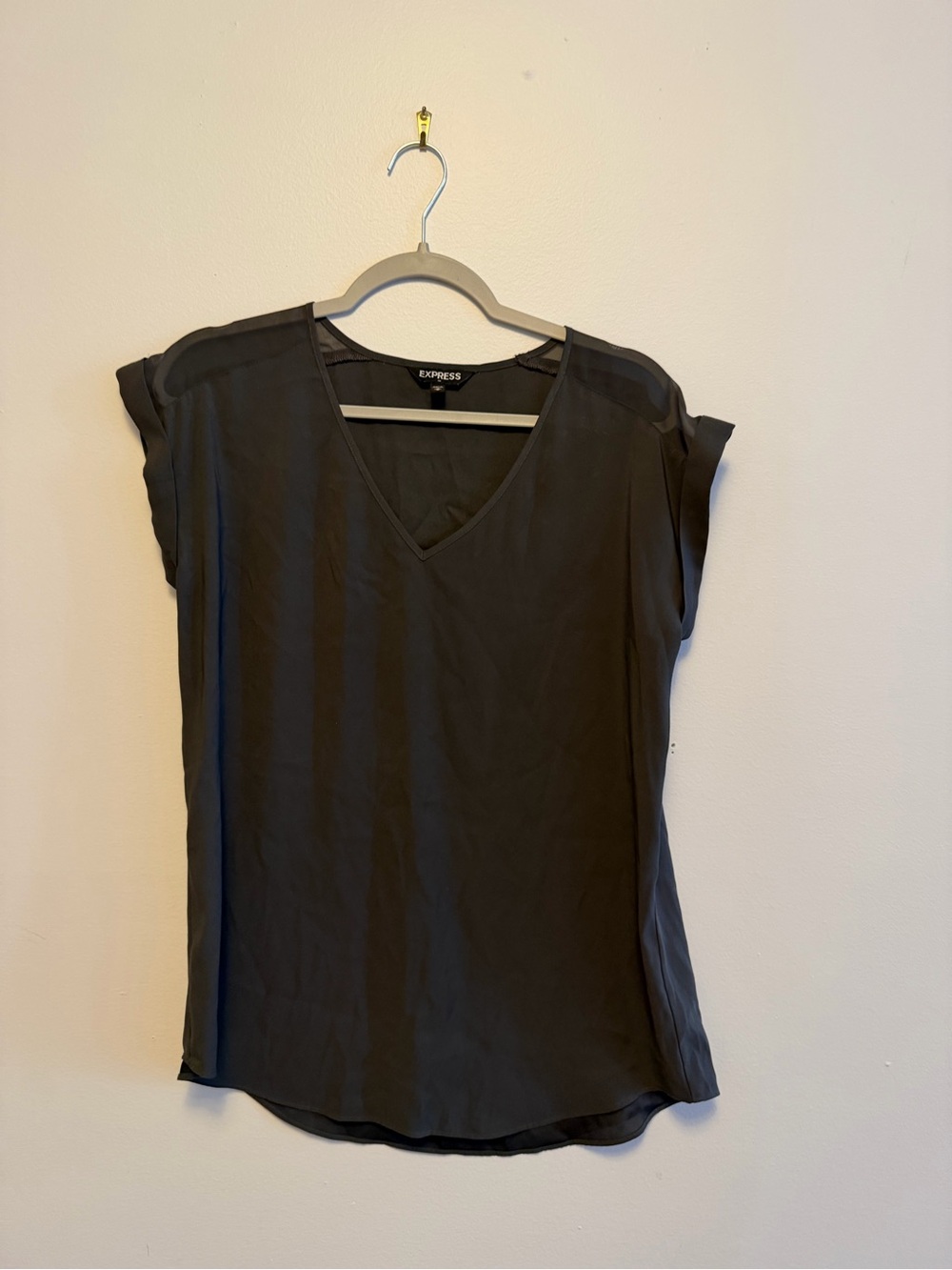 Express Black V-Neck Cap Sleeve Blouse